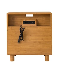 Cesicia 26" H Modern Nightstand Bedside Table with Charging Station, 2 Drawers, Large Mid Century End Table for Bedroom, Living Room