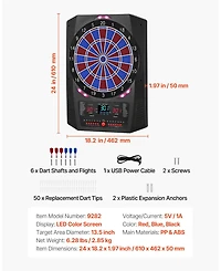 Mecale Electronic Dart Board, 13.5" Dartboard with 45 Games, 474 Variations, Led Scoring Screen and Soft Tip Darts