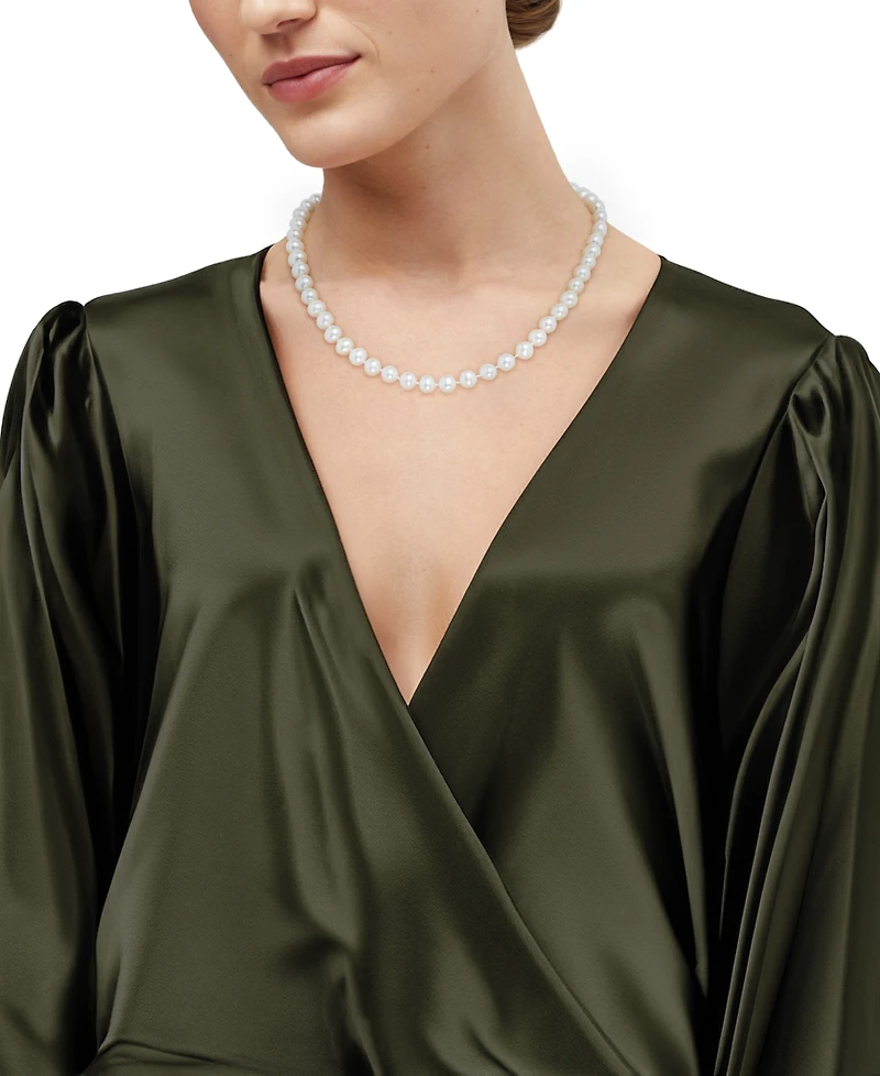 Honora White Cultured Freshwater Pearl (7-8mm) Necklace in 14k Yellow Gold