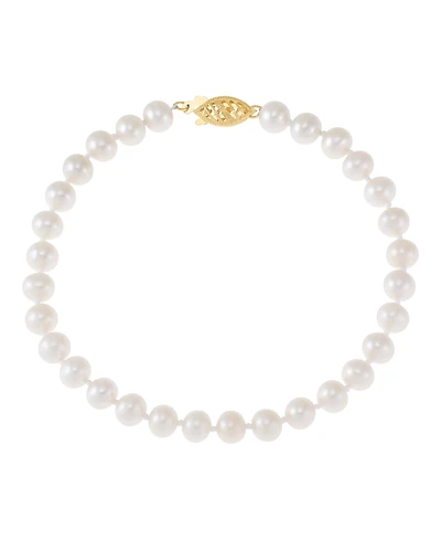 Honora White Cultured Freshwater Pearl (5-6mm) Bracelet in 14k Yellow Gold