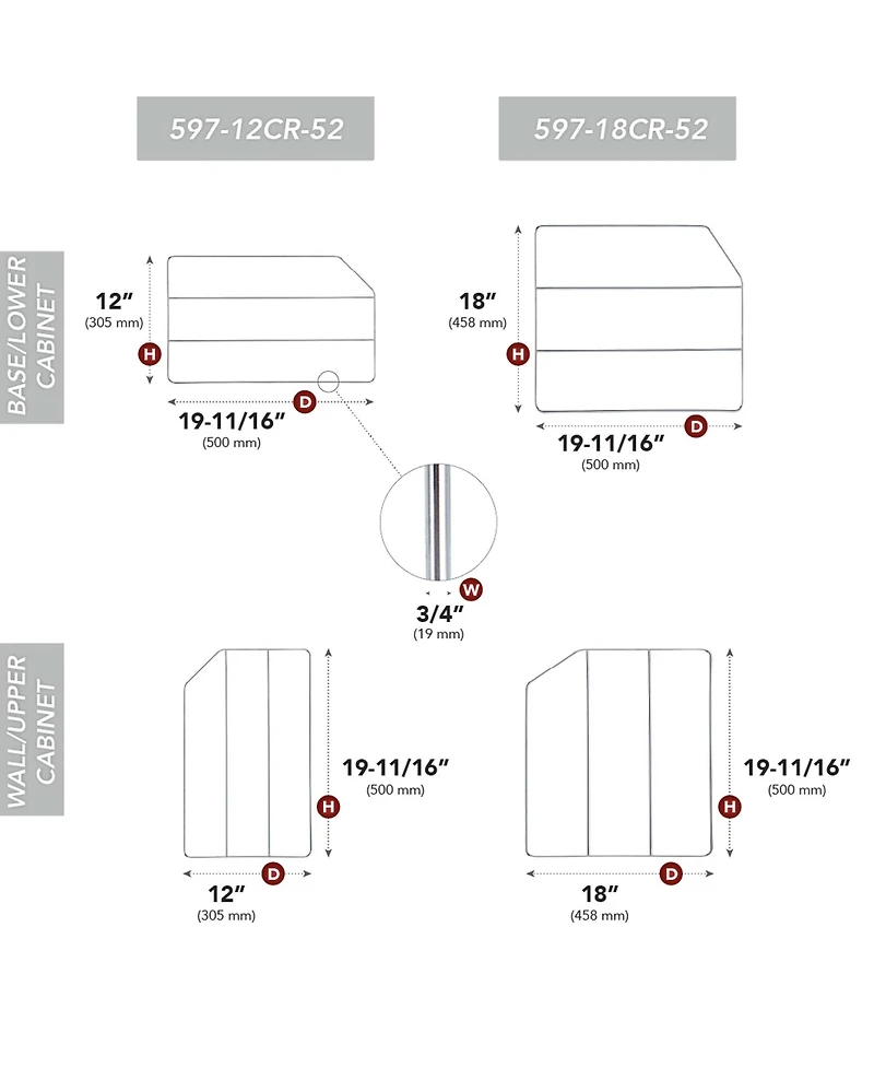 Rev-a-Shelf 12" Kitchen Cabinet Baking Sheet Organizer, Chrome, 597-12CR-2-1