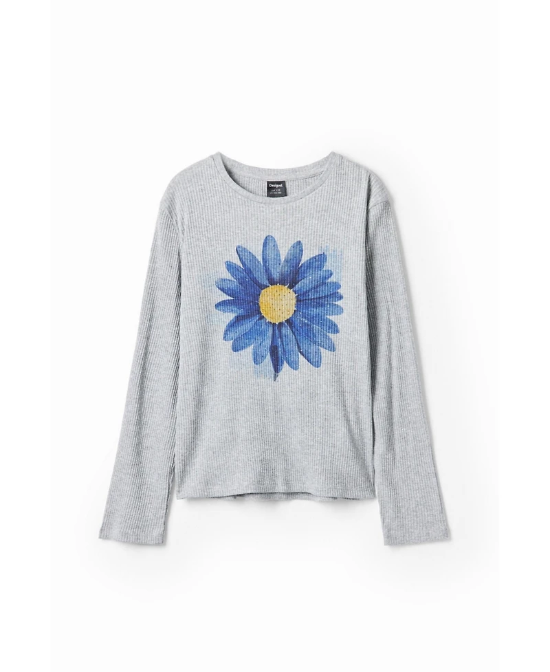 Desigual Girls Girls's Ribbed T-shirt with flower illustration