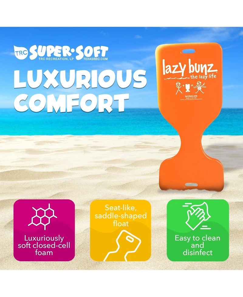 Trc Recreation Lazy Bunz Foam Water Saddle Swimming Pool Float, Sunset Orange