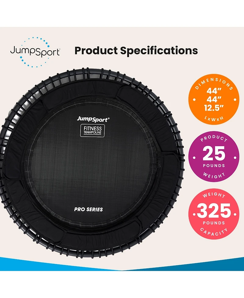 JumpSport 570 Pro Indoor Durable Lightweight 44-Inch Fitness Trampoline, Black
