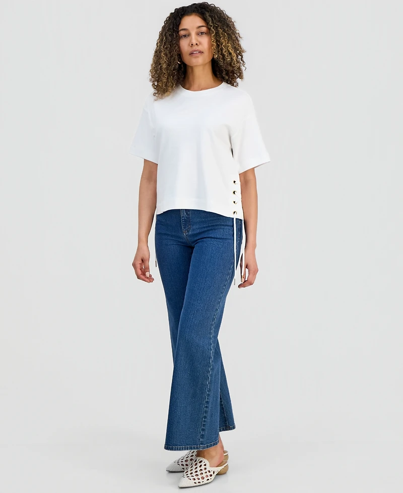 I.n.c. International Concepts Petite Lace-Up T-Shirt, Macy's Exclusive