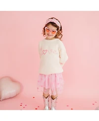 Sweet Wink Little Girls Ditsy Love Valentine's Day Knit Sweater