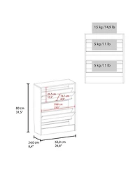 Fm Furniture Ozzy Shoe Cabinet, 2 Tilt-Out Doors, Slim Design, Internal Supports, Modern Style, Wenge