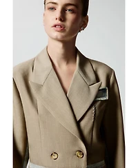 Desigual Women's Crop blazer with two materials