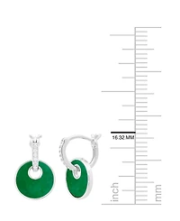 Macy's 3-Pc. Jade Inlay (3 ct. t.w.) And Lab Grown White Sapphire (1/5 Necklace, Earrings, Bracelet Set (Also Available Onyx Inlay)