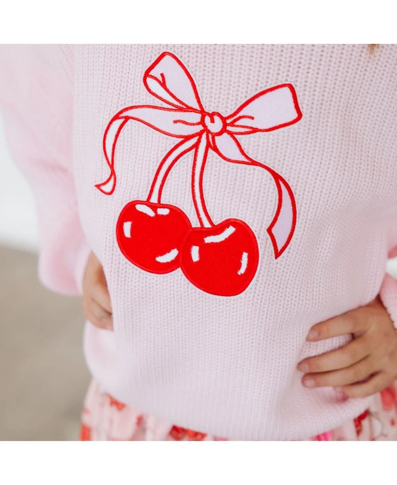 Sweet Wink Toddler Girls Cherry Coquette Knit Sweater