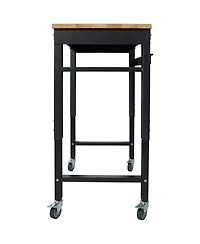 Streamdale Furniture Adjustable Rolling Workbench with Rubber Wood Top (35" Wide