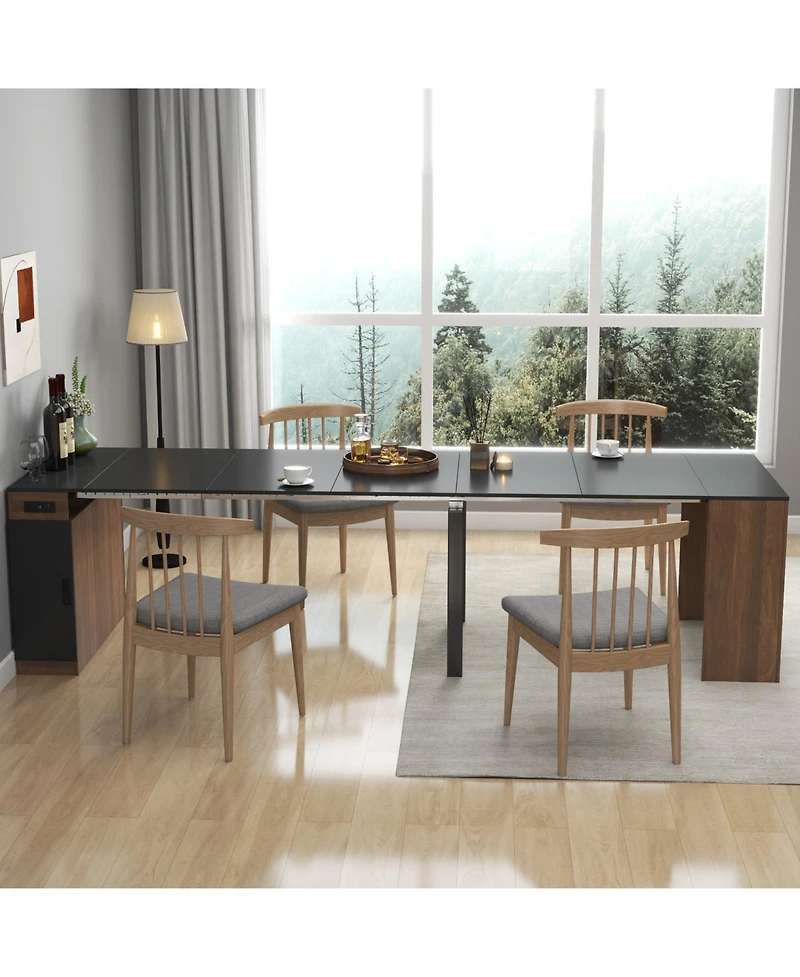 Streamdale Furniture Extendable Dining Table with Outlet & Storage