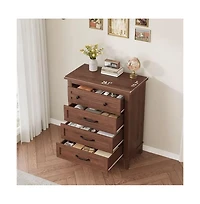 gaomon 4-Drawer Brown Freestanding Vertical Dresser 34.8" Tall, Large Storage Closet Chest for Bedroom, Living Room