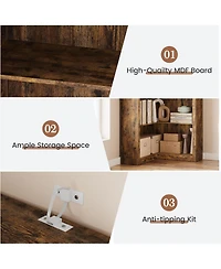 gaomon 5-Tier Farmhouse Corner Bookcase, 71.8" L-Shaped Brown Display Shelf with Storage, Living Room, Home Office