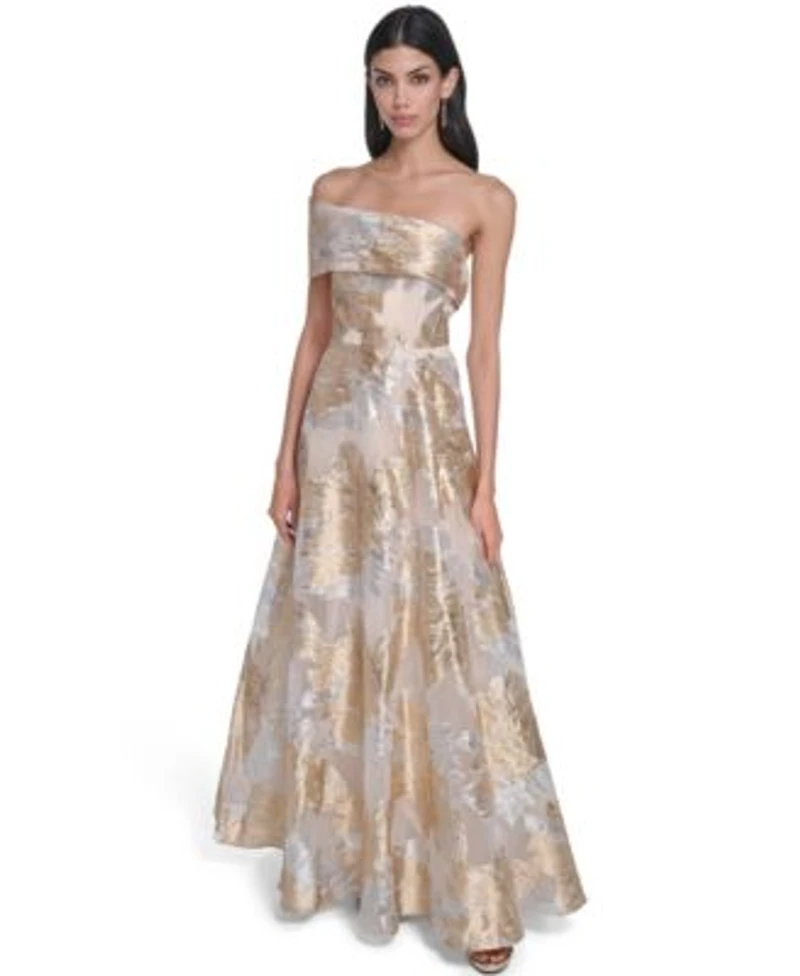 Eliza J Womens One Shoulder Ball Gown
