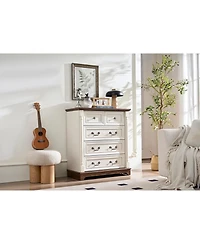 Streamdale Furniture Farmhouse 5-Drawer Chest with Wooden Base