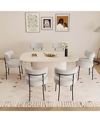 Streamdale Furniture 63" Cream Dining Table & 6 Cushioned Chairs