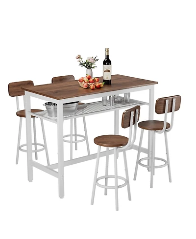 Streamdale Furniture 5-Piece Bar Table & Chairs Set, Modern Metal Counter Height Dining Set