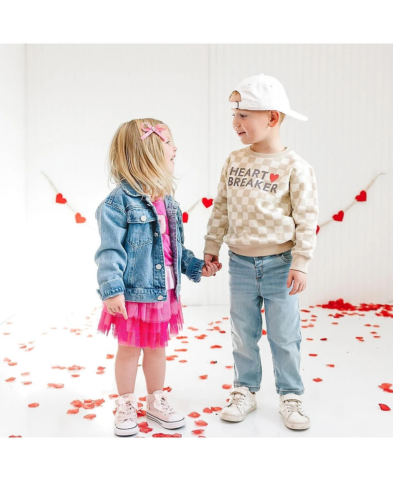 Sweet Wink Little Girls Love Script Patch Valentine's Day Denim Jacket