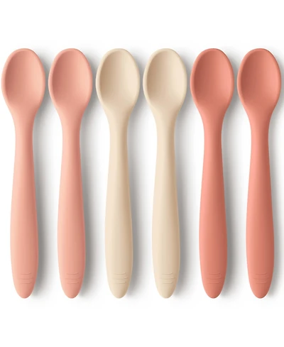 KeaBabies 6-Pack Prep Baby Spoons, Silicone Utensils for Self Feeding 6-24 Months, All Stages Set, Blw Toddler Spoons
