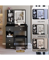 Streamdale Furniture Vanity Table with Led Mirror & Stool