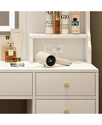 Streamdale Furniture Streamdale Vanity Table Set with Mirror, 6 Drawers & Shelves