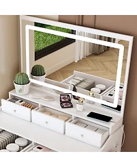 Streamdale Furniture Modern Vanity Desk with Lighted Mirror & Outlet