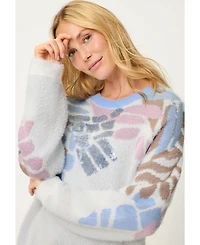 Olsen Women's Floral Plush Sweater