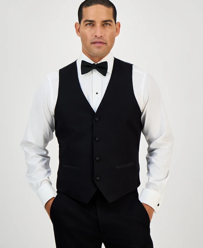Alfani Men's Classic-Fit Stretch Black Tuxedo Vest, Created for Macy's