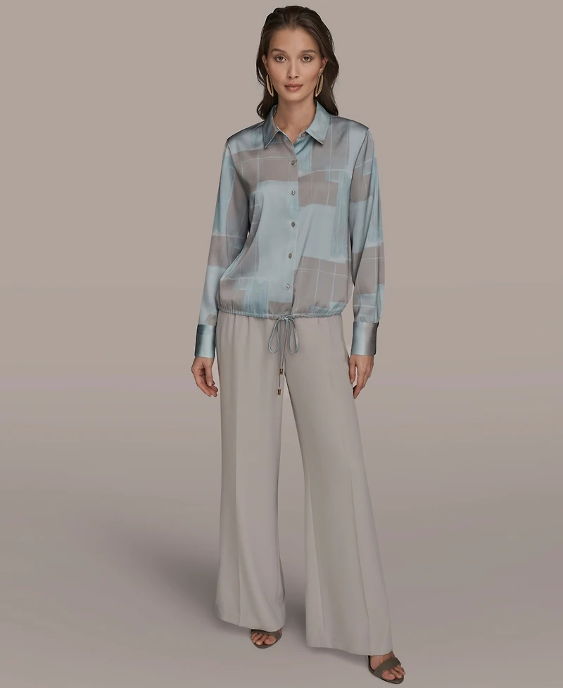 Donna Karan New York Women's Long-Sleeve Drawstring Top