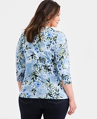 Style & Co Plus Size Pima Cotton 3/4-Sleeve Top, Exclusively at Macy's