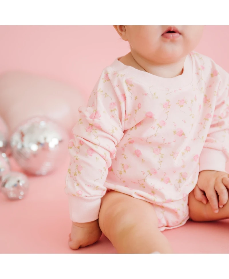Sweet Wink Baby Girls Pink Rose Long Sleeve Romper