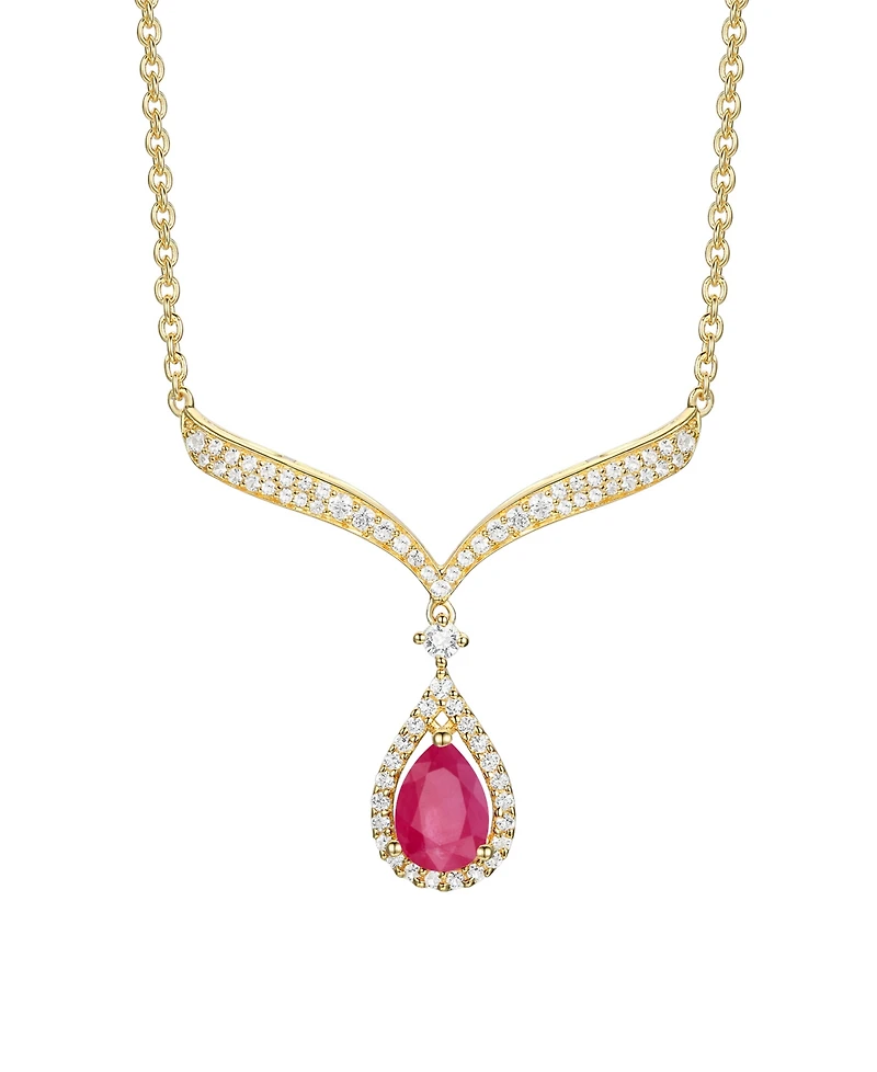 Macy's Sapphire (7/8 ct. t.w.) And Diamond (1/3 Necklace 14k White Gold (Also Available Emerald & Ruby)