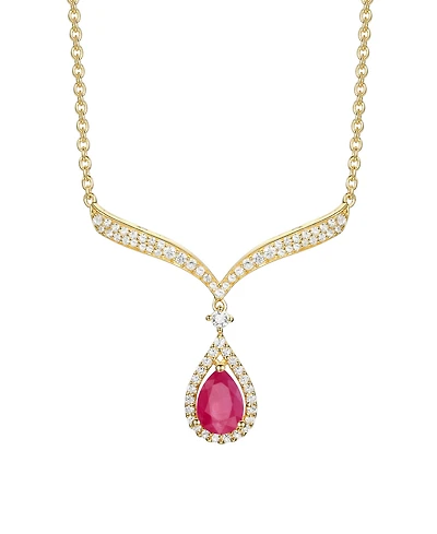 Macy's Sapphire (7/8 ct. t.w.) And Diamond (1/3 Necklace 14k White Gold (Also Available Emerald & Ruby)