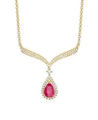 Macy's Sapphire (7/8 ct. t.w.) And Diamond (1/3 Necklace 14k White Gold (Also Available Emerald & Ruby)