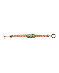 Barse Legacy Lime Green and Blue Turquoise Braided Leather Bracelet