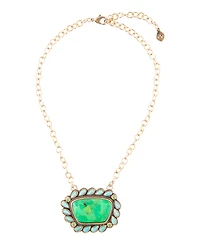 Barse Legacy Lime Green and Blue Turquoise Golden Pendant Necklace