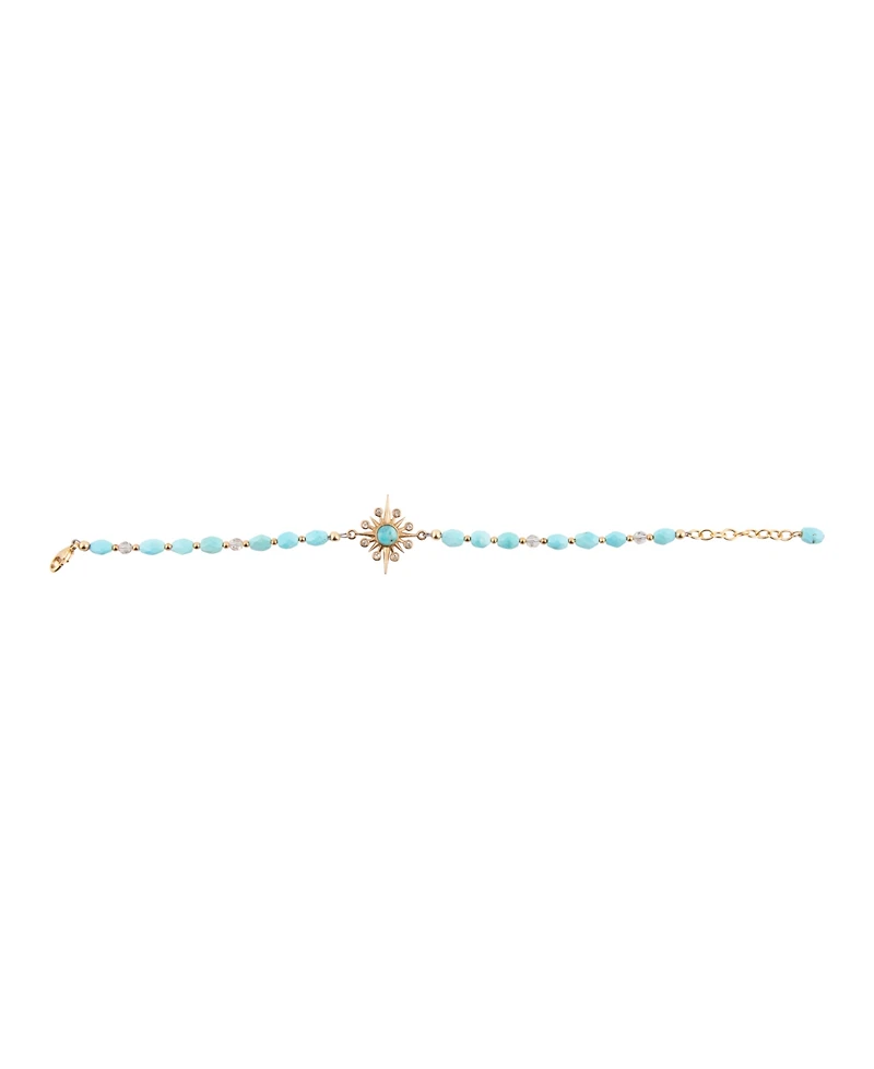 Barse Celestial Blue Turquoise Golden Beaded Bracelet