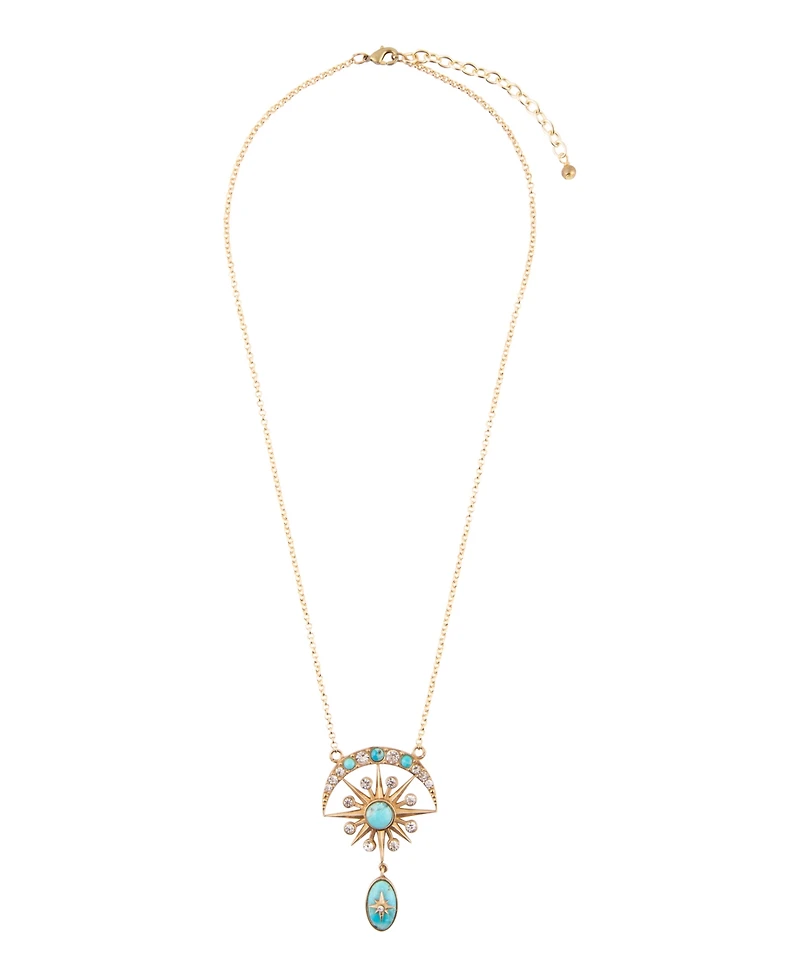 Barse Celestial Blue Turquoise Golden Drop Necklace
