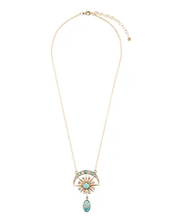 Barse Celestial Blue Turquoise Golden Drop Necklace
