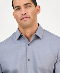 Alfani Men's Modern Classic-Fit Stretch Dot Dobby Button-Down Shirt, Created for Macy's