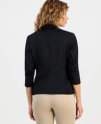 Anne Klein Essentials Petite Ponte-Knit Scrunch-Sleeve Blazer