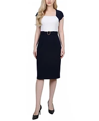 Ny Collection Petite 3/4 Sleeve 2 Piece Colorblocked Dress Set