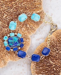 Barse Duality Blue Lapis and Turquoise Golden Bracelet