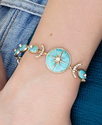 Barse Celestial Blue Turquoise Golden Link Bracelet