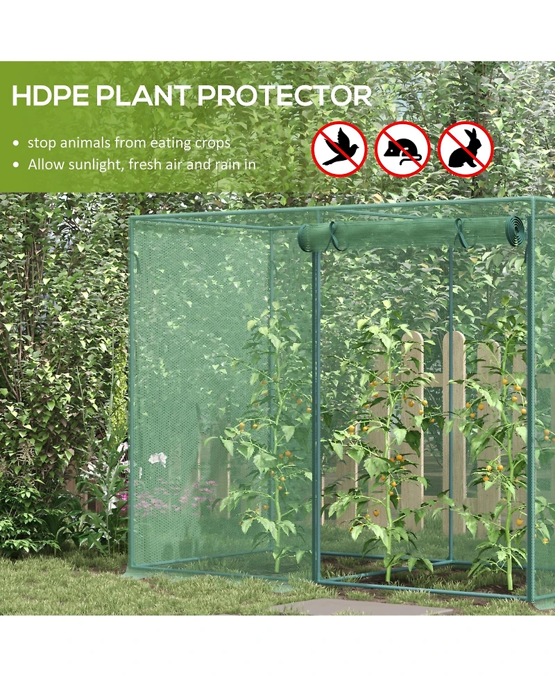 Outsunny 6' x 3' Tall Crop Cage with Two Zippered Doors, Plant Protection Tent with Storage Bag and 6 Ground Stakes for Garden, Yard, Green