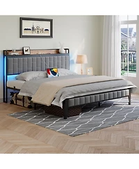 gaomon Easy Assembly King Size Bed Frame Space Saving, for Living Room