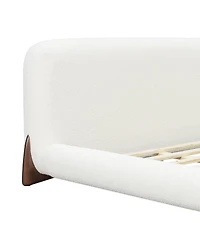 Streamdale Furniture King Size Boucle Upholstered Platform Bed with Solid Wood Legs