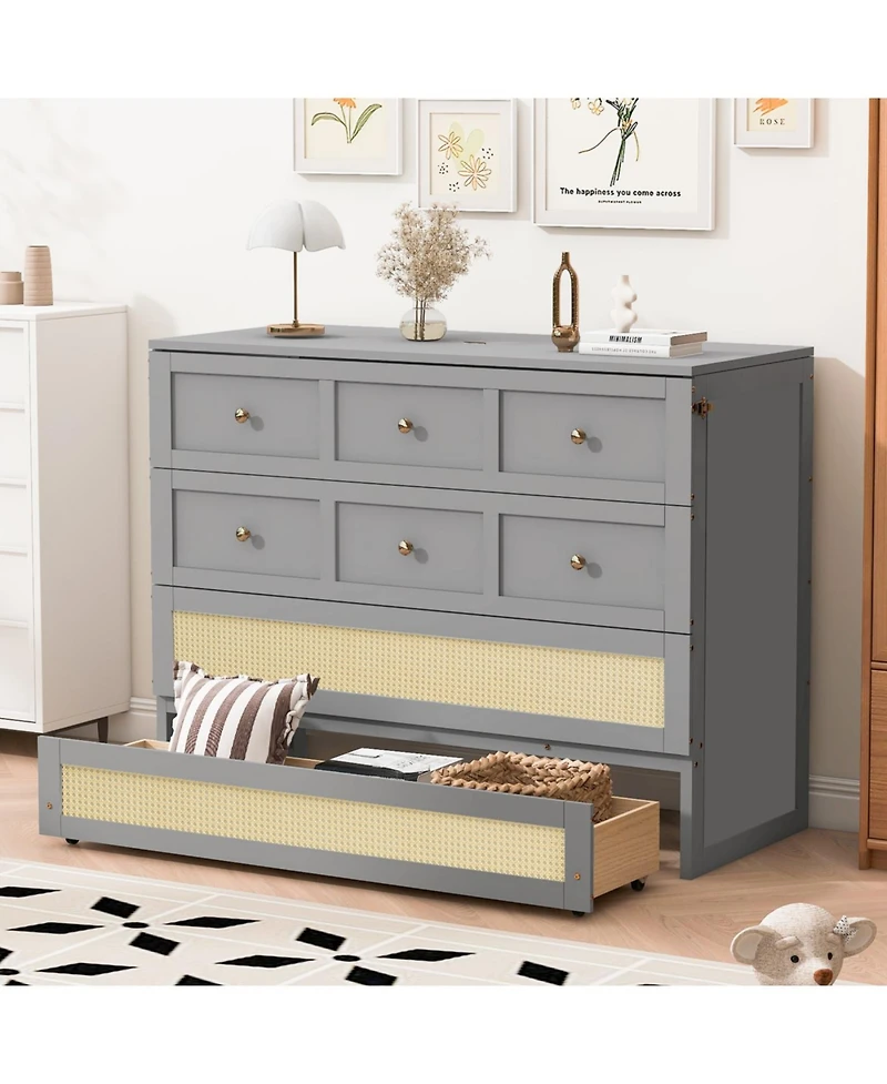 Streamdale Furniture Full Murphy Bed with Large Drawers, Gray