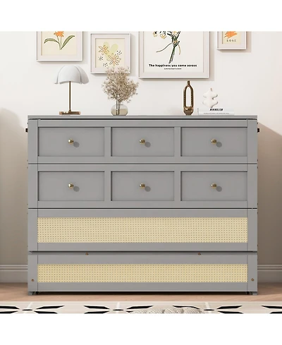 Streamdale Furniture Full Murphy Bed with Large Drawers, Gray